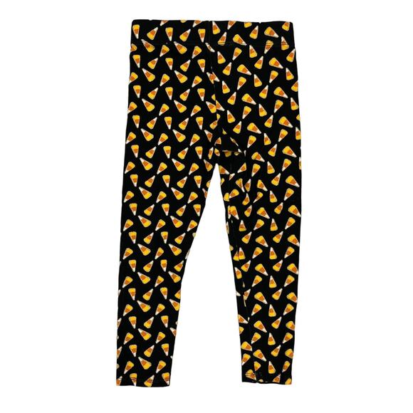 No Label Girls Black Orange Candy Corn Print Halloween Leggings Small (5/6) - Picture 4 of 4